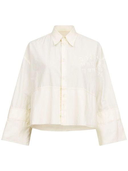  Mm6 Maison Margiela Logo-print Poplin Shirt - Neutrals 