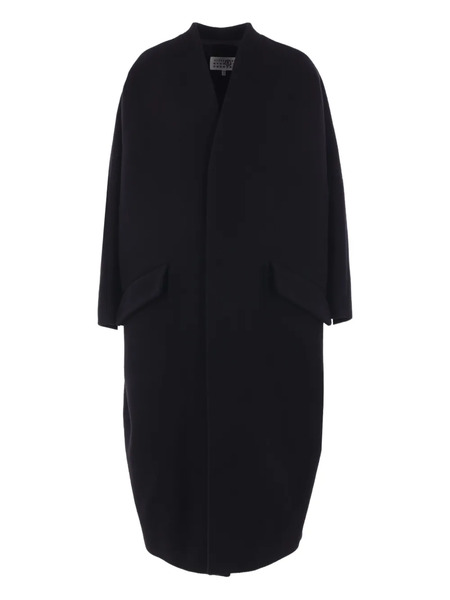  Mm6 Maison Margiela Long-sleeve Virgin-wool-blend Coat - Black 