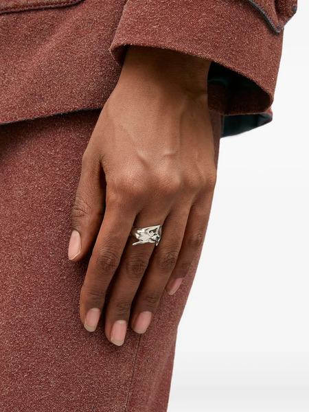  Mm6 Maison Margiela Mermaid-textured Ring - Silver 