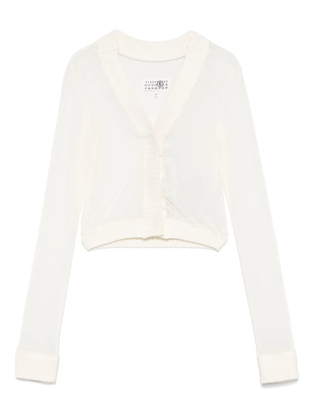  Mm6 Maison Margiela Mesh Cardigan - Neutrals 