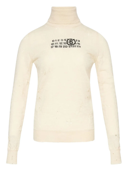  Mm6 Maison Margiela Numbers-motif Sweater - Neutrals 
