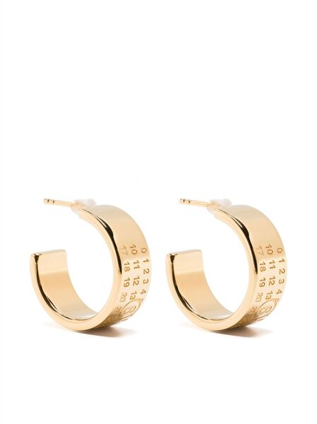  Mm6 Maison Margiela Numeric-engraved Hoop Earrings - Gold 