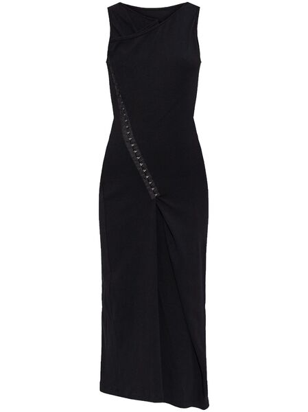  Mm6 Maison Margiela Overlapping-panel Midi Dress - Black 