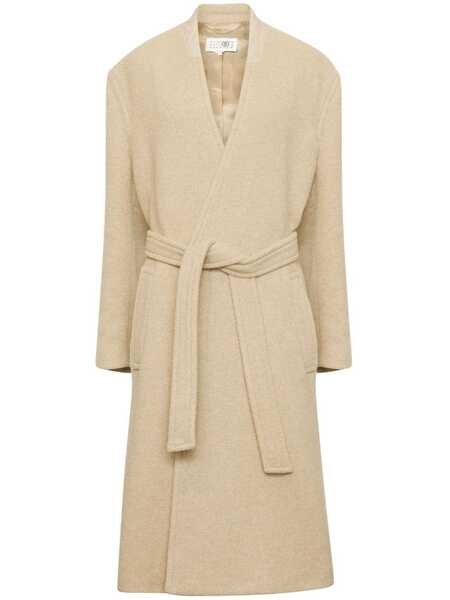  Mm6 Maison Margiela Oversized Pile Coat - Neutrals 