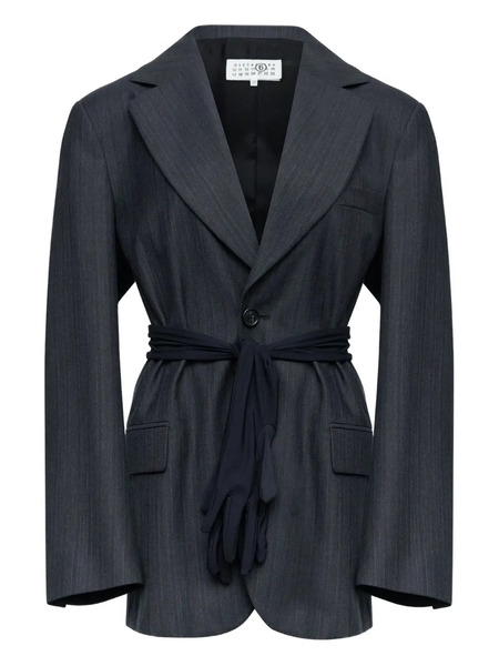  Mm6 Maison Margiela Pinstripe Tie Jacket - Grey 