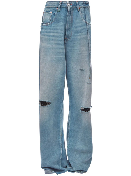  Mm6 Maison Margiela Pleated Bootcut Jeans - Blue 