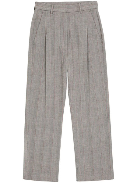  Mm6 Maison Margiela Pleated Cropped Trousers - Grey 