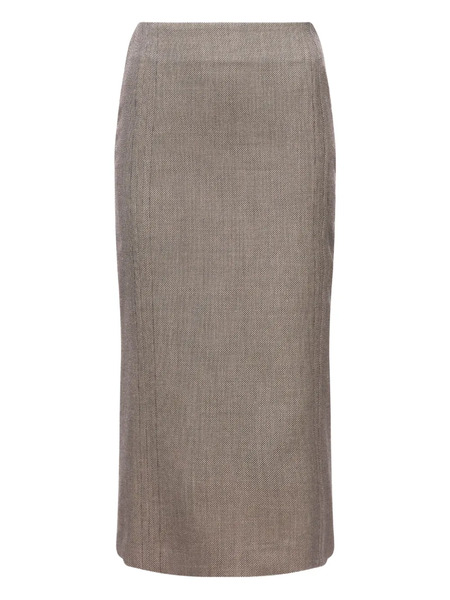  Mm6 Maison Margiela Rear-slit Midi Skirt - Brown 