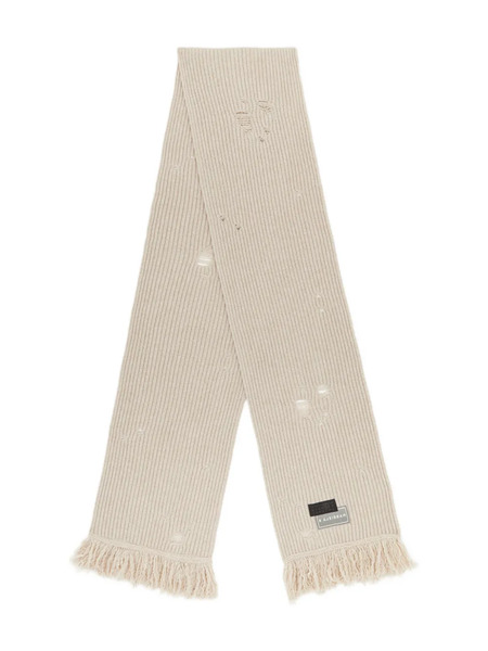 Mm6 Maison Margiela Ribbed Frayed-edge Scarf - Neutrals 