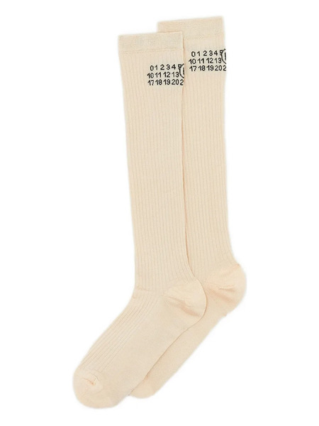  Mm6 Maison Margiela Ribbed Knee-high Socks - Neutrals 