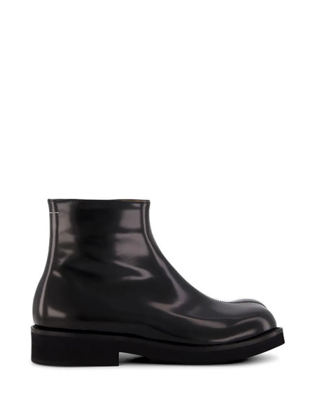  Mm6 Maison Margiela Square-toe Leather Boots - Black 