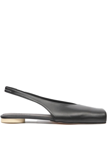  Mm6 Maison Margiela Square-toe Slingback Flat Pumps - Black 