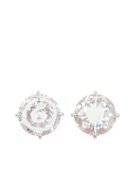  Mm6 Maison Margiela Swirl Heart-patterned Stud Earrings - Silver 