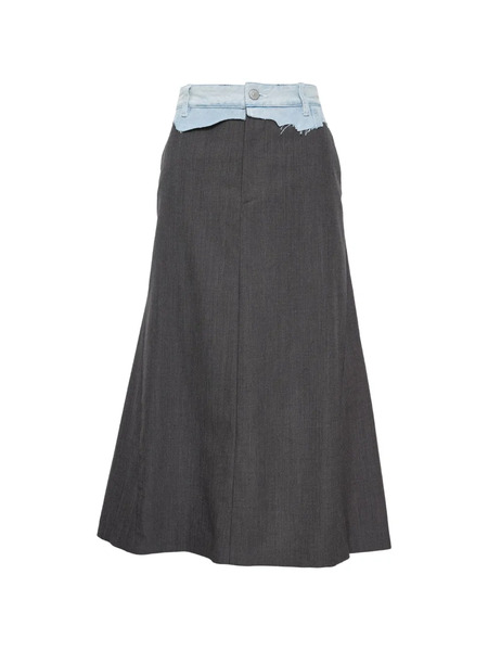  Mm6 Maison Margiela Tailoring Long Wool Skirt - Grey 