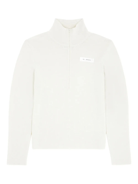  Mm6 Maison Margiela Zip Mock-neck Sweater - Neutrals 