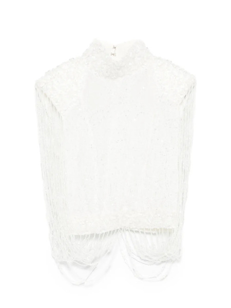  M.marquise Beaded Fringe Blouse - White 