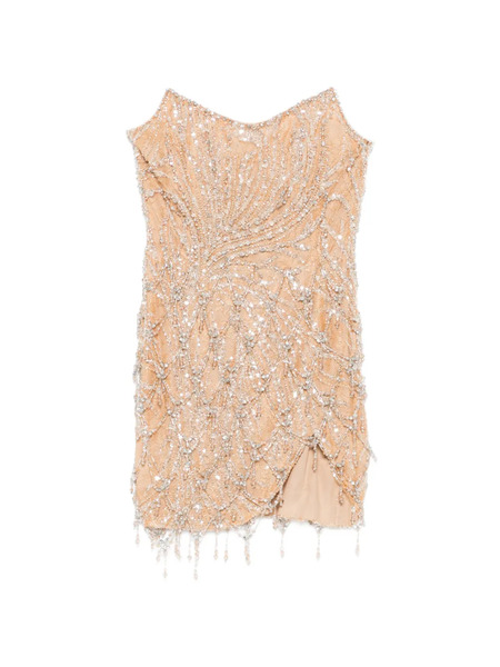  M.marquise Beaded Fringe Mini Dress - Neutrals 