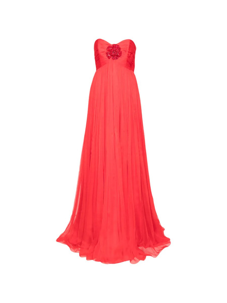  M.marquise Ines Flower-appliqué Maxi Dress - Red 