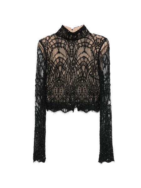  M.marquise Lace Sequin Blouse - Black 