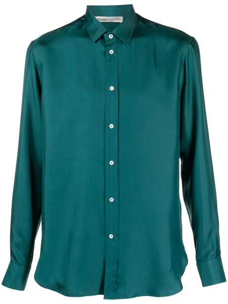  Modes Garments Buttoned Silk Shirt - Green 