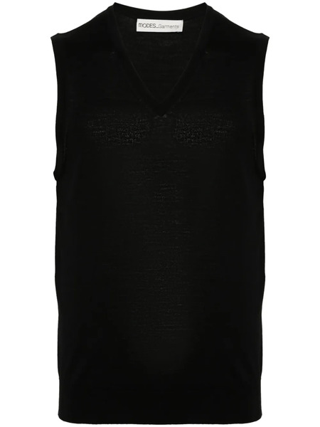  Modes Garments Sleeveless Merino Knitted Vest - Black 