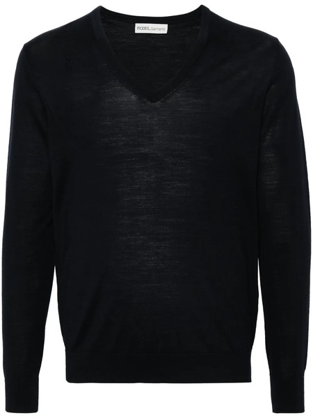 Modes Garments V-neck Merino Wool Jumper - Blue 
