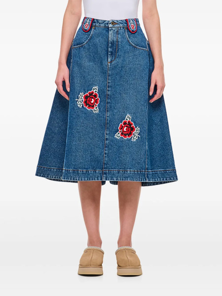  Molly Goddard Abi Denim Mid Skirt - Blue 