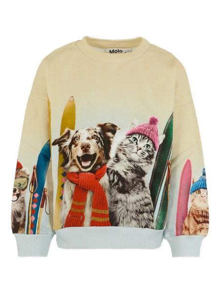  Molo Animal-print Crew-neck Top - Neutrals 