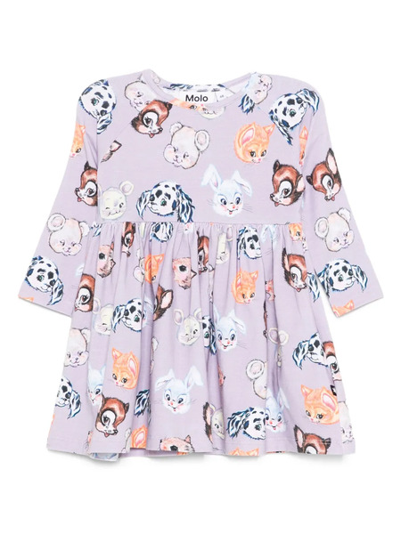  Molo Animal-print Flared Dress - Purple 