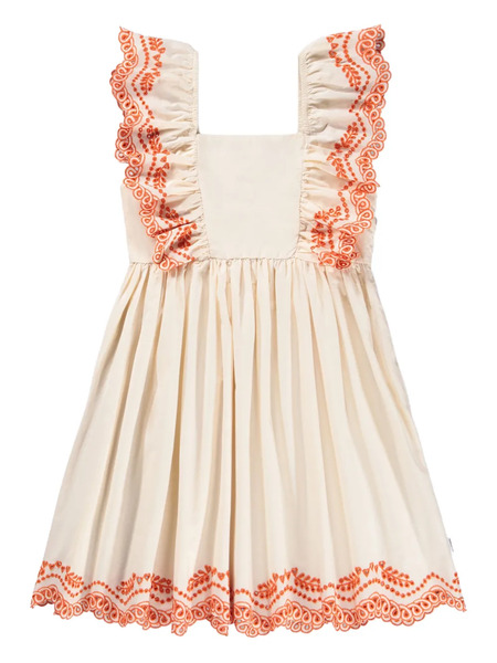  Molo Clementine Embroidered Ruffled Dress - Neutrals 