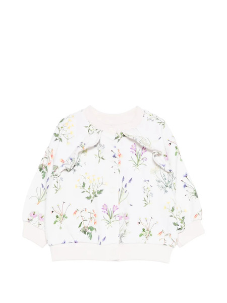  Molo Daphne Ruffled Floral Sweatshirt - Neutrals 
