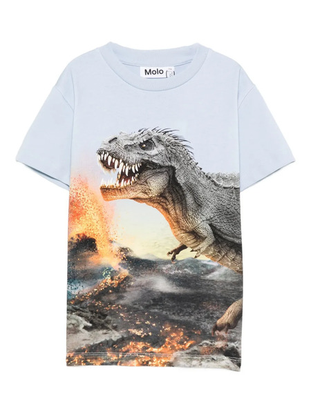  Molo Dinosaur Volcano Print T-shirt - Blue 