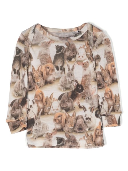  Molo Eli Baby Rabbits Merino Wool Sweatshirt - Neutrals 