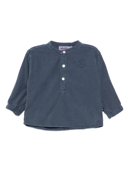  Molo Embroidered Button-placket Top - Blue 