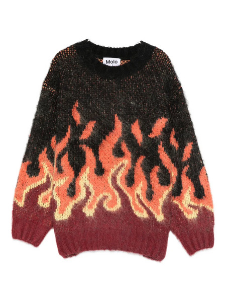  Molo Flame-pattern Knit Sweater - Orange 