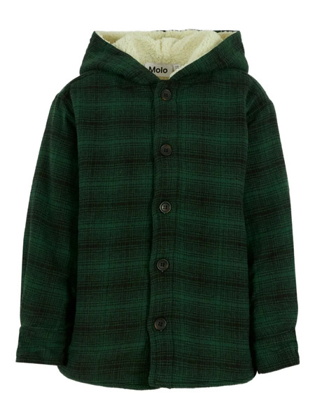  Molo Hooded Checked Shirt Jacket - Green 