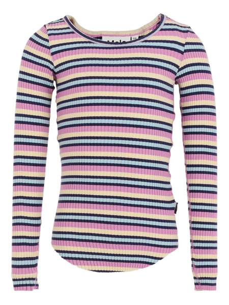  Molo Knitted Striped Long-sleeve Top - Pink 