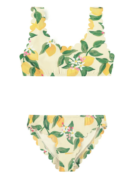  Molo Nolina Lemon-print Scallop-edge Bikini - Neutrals 