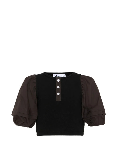  Molo Organic Cotton-blend Buttoned T-shirt - Black 