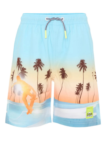  Molo Palm Tree-print Swim Shorts - Blue 