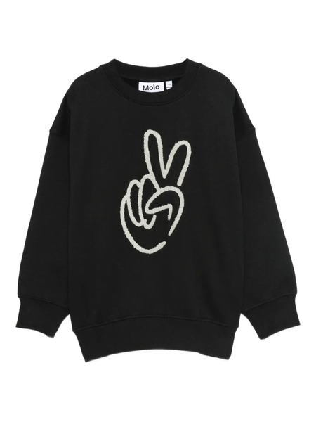  Molo Peace-sign Long-sleeves Sweatshirt - Black 