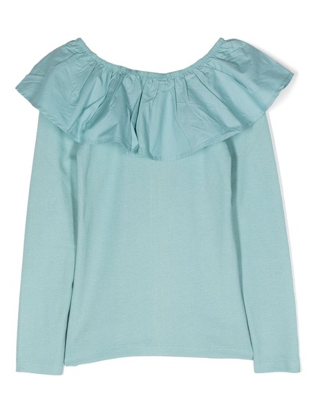  Molo Renate Ruffle-collar T-shirt - Blue 