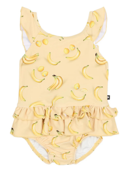  Molo Ruffled Fruit Print Swimsuit - Yellow 