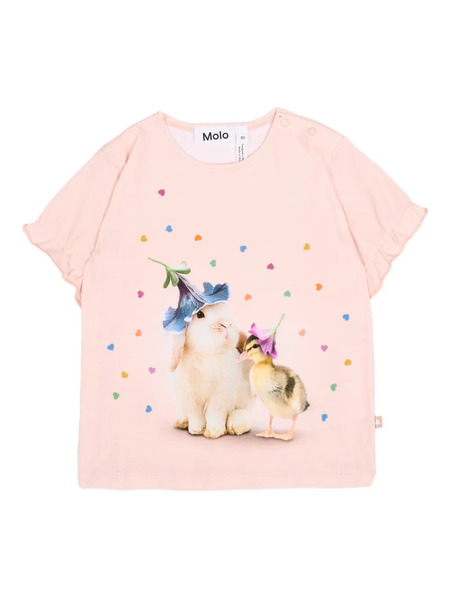  Molo Ruffled Graphic T-shirt - Pink 