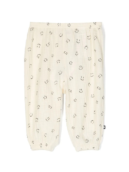  Molo Smiley Face-print Cotton Trousers - Neutrals 