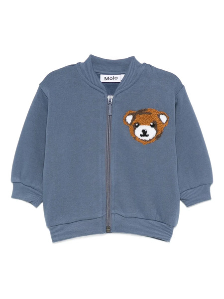 Molo Teddy-embroidered Zip-up Jacket - Blue 