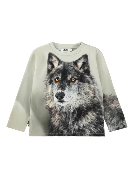  Molo Wolf-print Long-sleeve T-shirt - Neutrals 