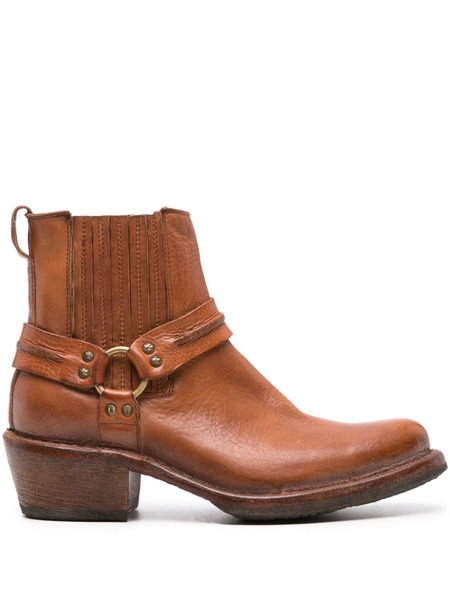  Moma Chain-link Detailing Calf Leather Boots - Brown 
