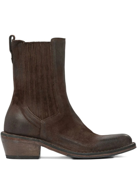  Moma Elastic-panel Leather Cowboy Boots - Brown 