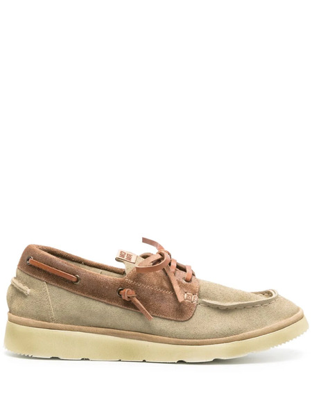  Moma Logo-patch Suede Boat Shoes - Neutrals 